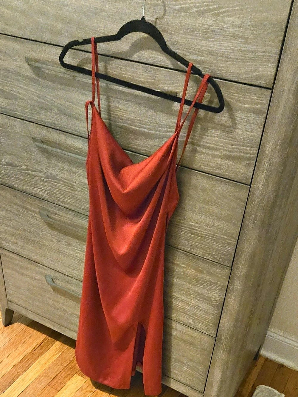 Cowl Neck Midi Dress in Red Like New Size M - Spain